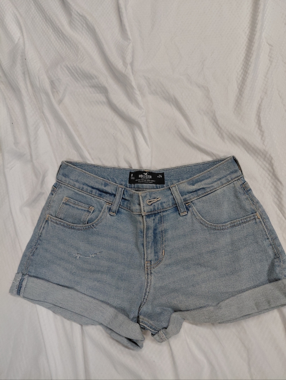 Hollister Light Wash Denim Rolled Hem Women's Shorts